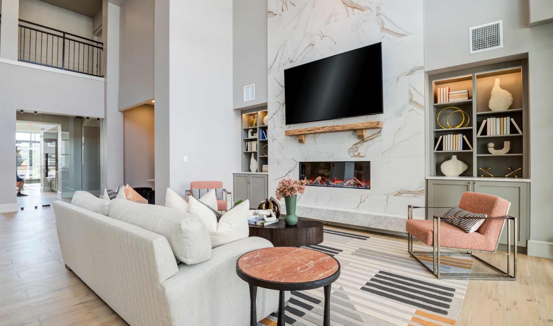 Access to resident-only features a clubroom with a tv, a couch and chairs