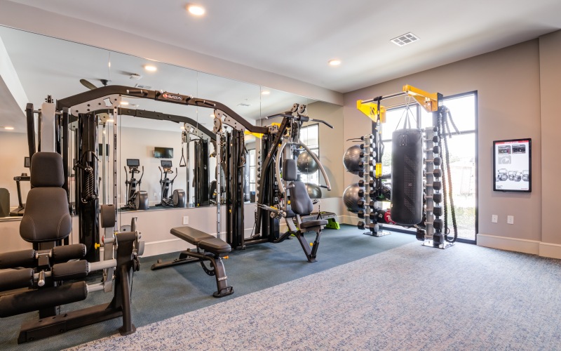 Get your workout on a gym with exercise equipment